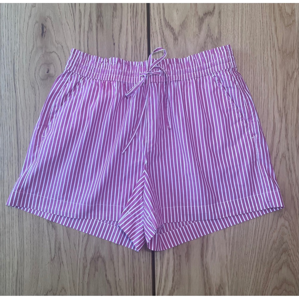 LOFT Striped Pull-On Shorts Size M Pink White Preppy Beachwear NWT